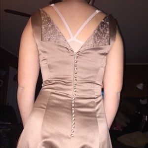 Floor length nude dress